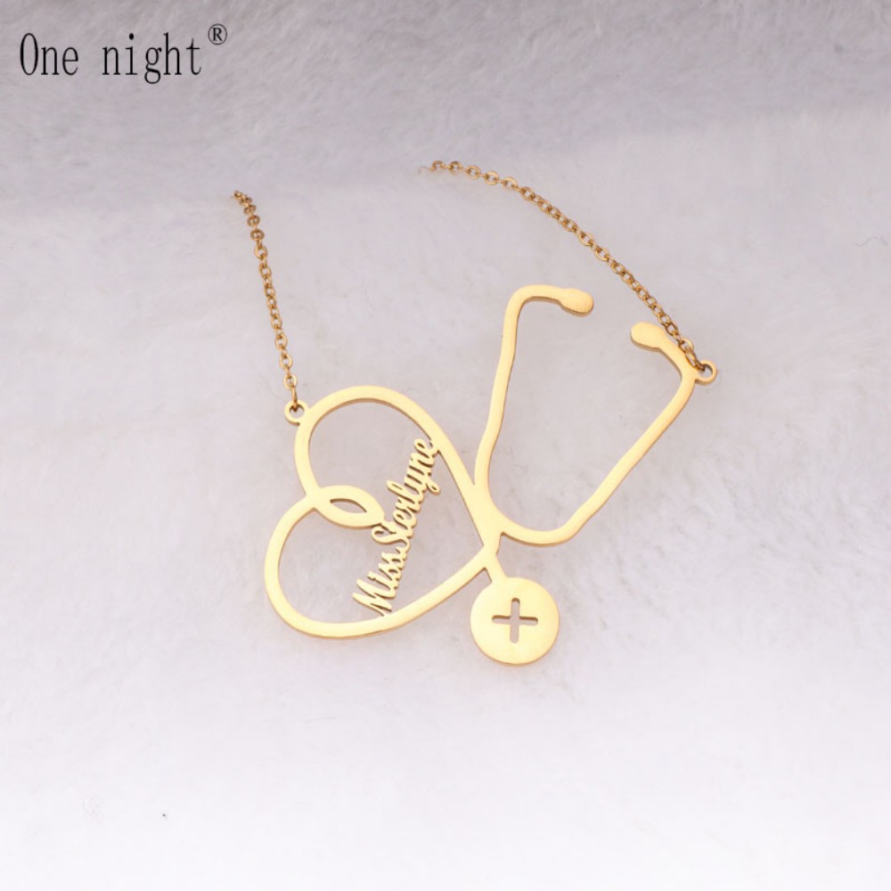 Custom Name Necklace Stainless - Stethoscope 评论和价格
