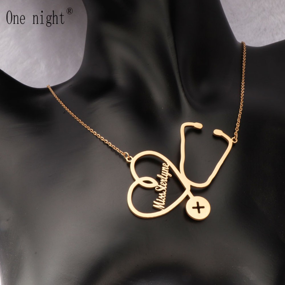 Custom Name Necklace Stainless - Stethoscope 评论和价格