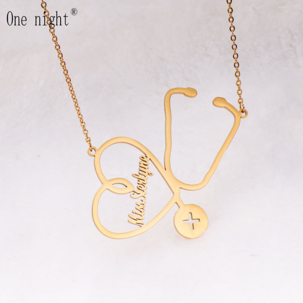 Custom Name Necklace Stainless - Stethoscope 评论和价格
