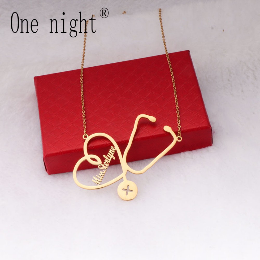 Custom Name Necklace Stainless - Stethoscope 评论和价格