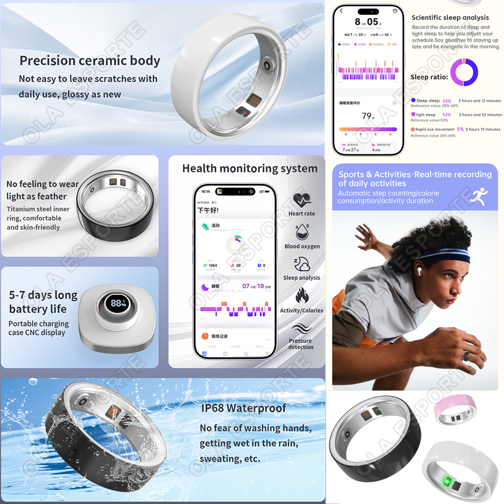 Ceramic Smart Ring Heart Rate  - Blood Pressure Monitor 评论和价格